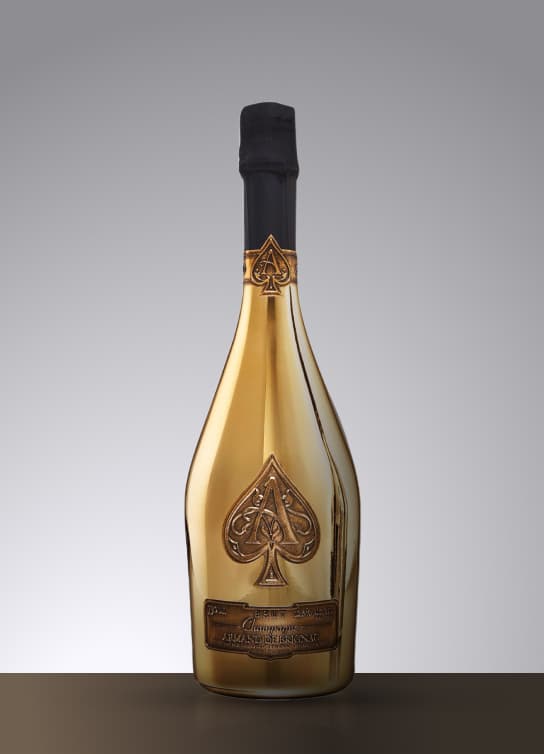 Botella de vino color dorada, ARMAND DE BRIGNAC