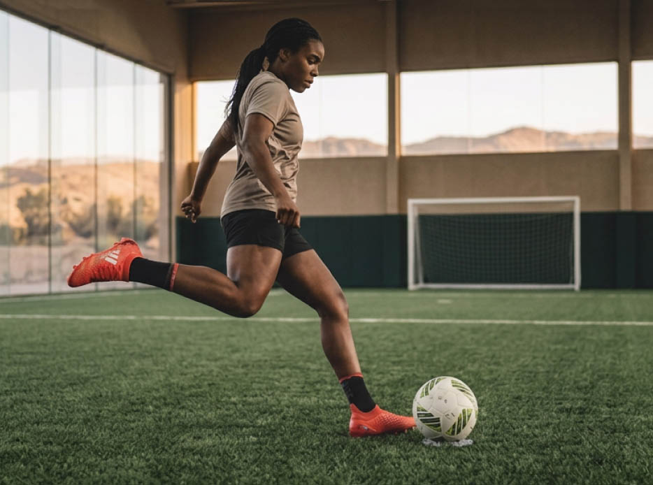 Mujer practicando futbol
