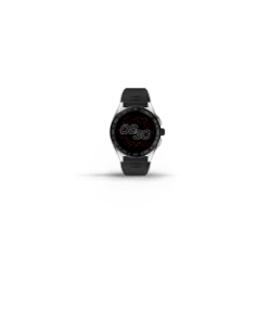 Imagen de un reloj negro con correa de caucho de la marca TAG HEUER