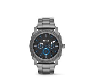 Reloj gris con caratula negra Fossil