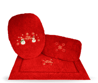 conjunto para baño con estampado de navidad color rojo, Navidad