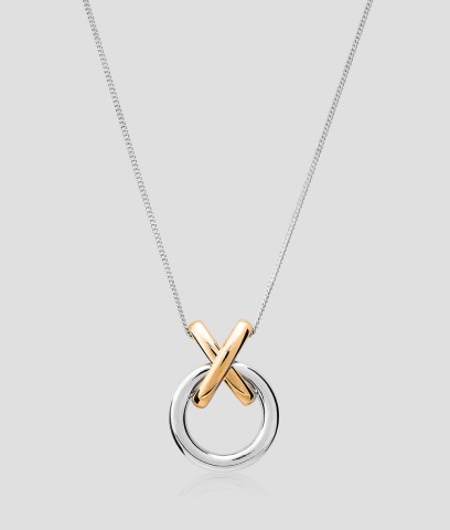 collar con dije plateado con cobre 