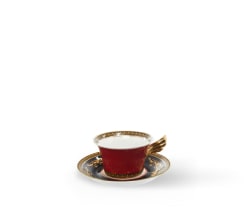 taza roja con dorado, CASA PALACIO