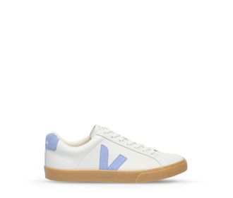 Tenis blanco con leta V color azul, tenis para mujer