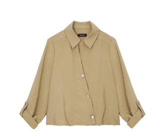 blusa manga larga color cafe
