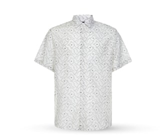 Imagen de una camisa blanca con puntos asules manga corta, ARMANI