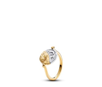 anillo plateado con dorado