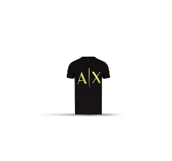Playera negra con las letras AX estampadas con color verde fosforescente, Playeras Hombre