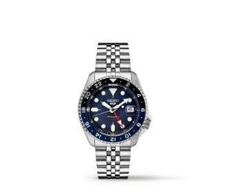 reloj plateado con caratula azul, SEIKO
