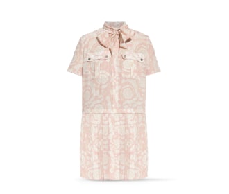 vestido con flores blanco con rosa, VERSACE