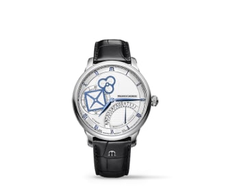 reloj  de correa negra, caratula blanca y plata
