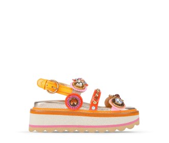 sandalia blaca con naranja de la marca KURT GEIGER