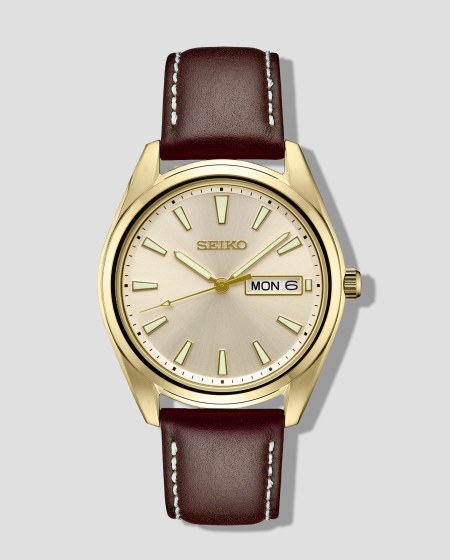 reloj cafe con dorado Seiko