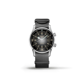reloj plateado con extensible negro y caratula negra, LONGINES