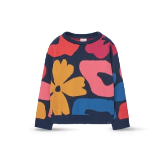 Sueter color negro con estampado de flores de colores, BOBOLI