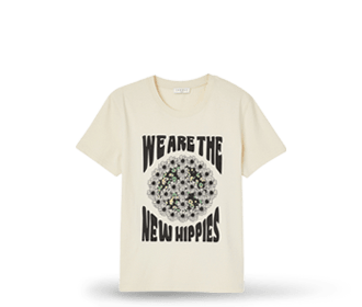 Playera beige con estampado negro, Ropa Contemporanea
