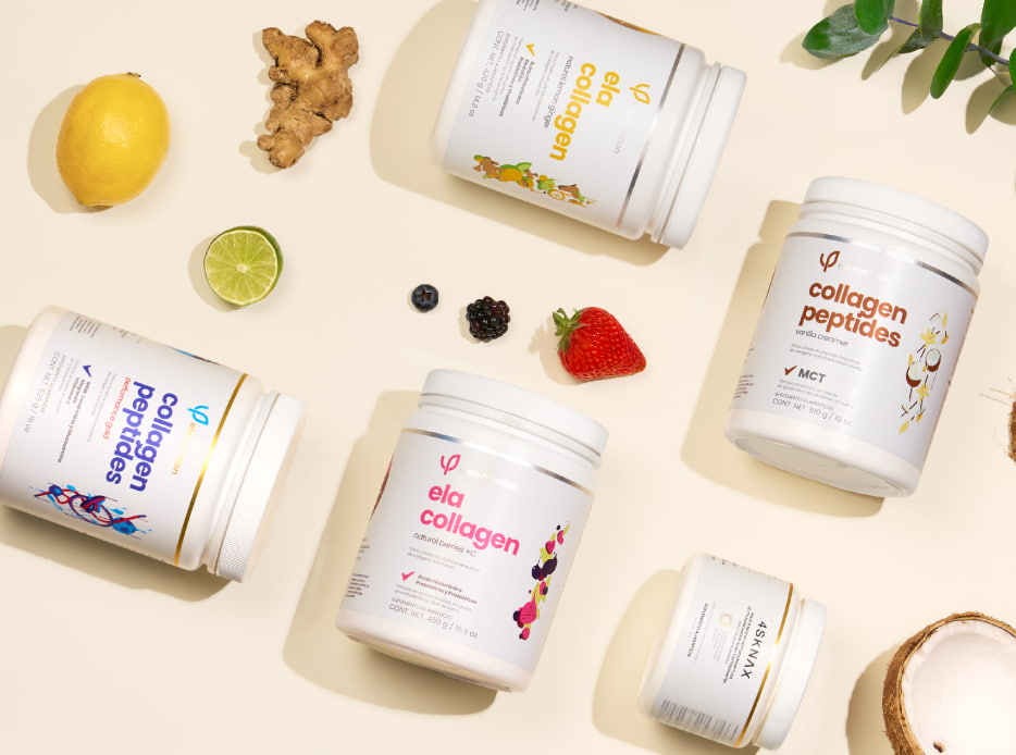 Varios frascos de suplementos ELA NUTRITION