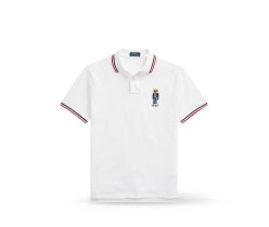 Playera tipo polo, color azil marino con lineas blancas en cuello, botones, y brazos, ROPA HOMBRE