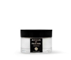 imagen de un fraco de crema transparente con tapa negra,   ACQUA DI PARMA