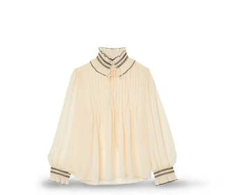 Blusa de manga larga de color beige, Ropa Contemporanea