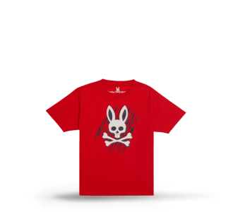 playera roja con estampado. PSYCHO BUNNY