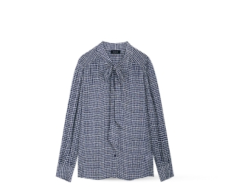 blusa manga larga acuadros negra con blanco