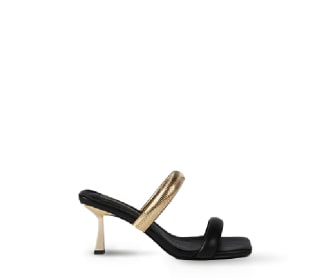 zapatilla negra con dorado, Calzado LOLA CASADEMUNT