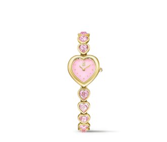 Imagen de un reloj dorado con rosa