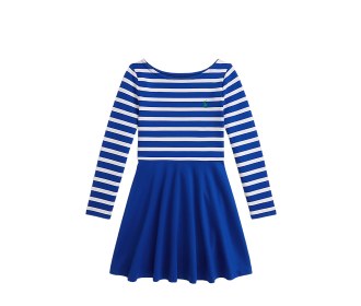 vestido azul con blanco, BEBES MODA ROPA