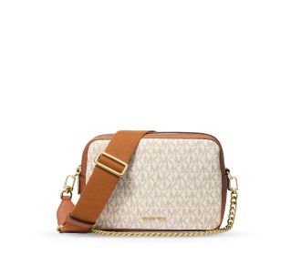 Imagen de un bolso color blanco con cafe