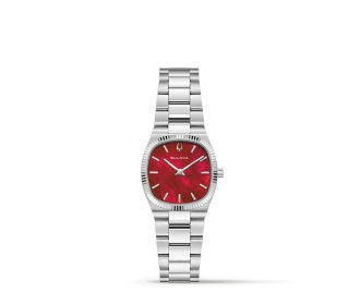 Reloj palteado con caratula roja de la marca BULOVA