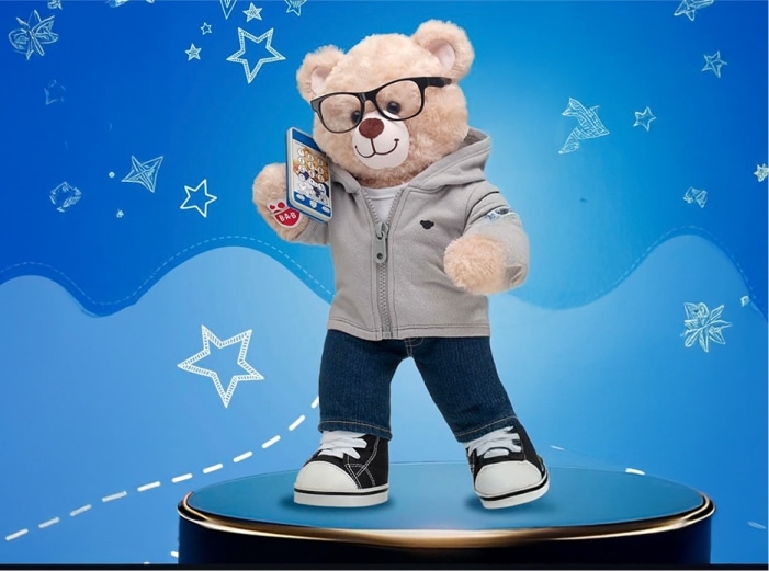 oso de peluche con celular y sudadera BUILD A BEAR