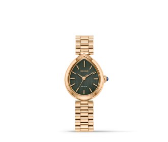 Reloj dorado con caratula negra, CITIZEN