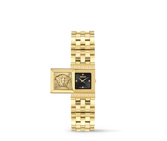 reloj dorado con negro, versace relojes mujer