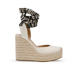 Alpargata de tacon alto color beige