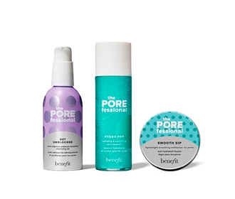 tratamiento Pore Care en botellas grices con azul