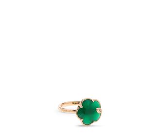 anillo dorado con verde MUJER