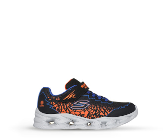 Teni negro con azul y toques naranja, SKECHERS