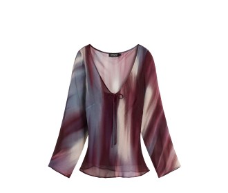 Blusa color arena manga larga, Blusas mujer