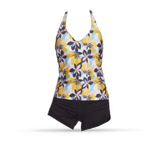 Tankini verde con flores y negro