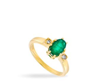 anillo dorado con piedra verde Eugenia