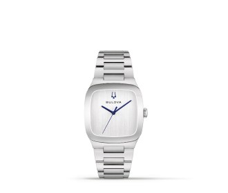 Reloj plateado con caratula blanca de la marca BULOVA