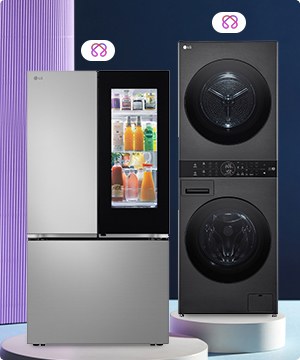 Imagen de varios productos de linea blanca de marca LG, banner menu