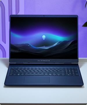 Imagen de una computadora color negra la marca DELL banner menu