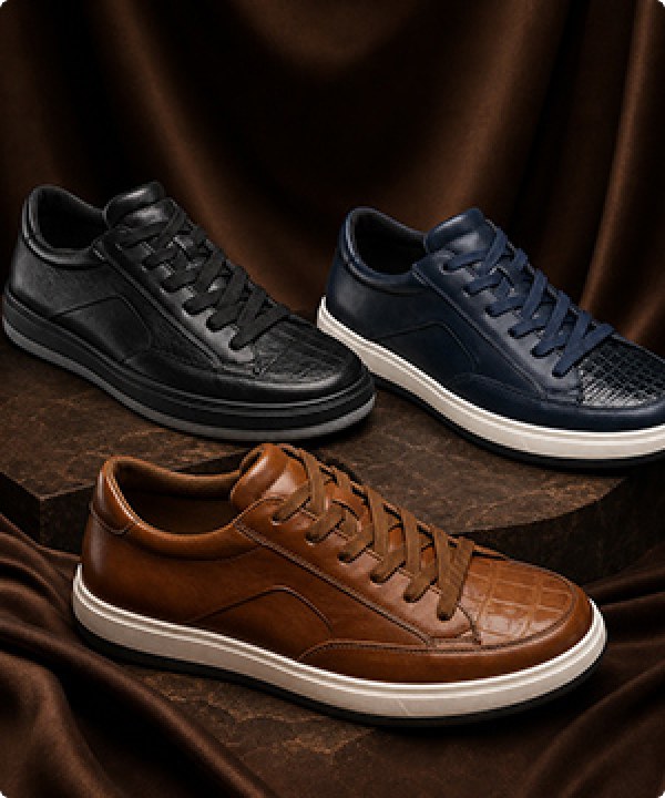 Imagen de tres pares de zapatos de diferentes colores de la marca QUIRELLI, banner menu