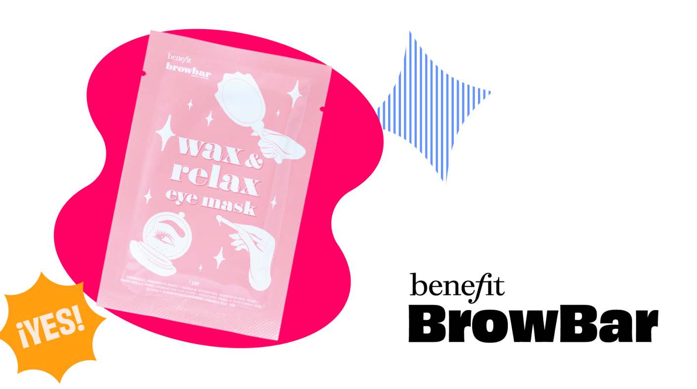 Mujer con parches de hidrogel para ojeras, BENEFIT. BENEFIT.