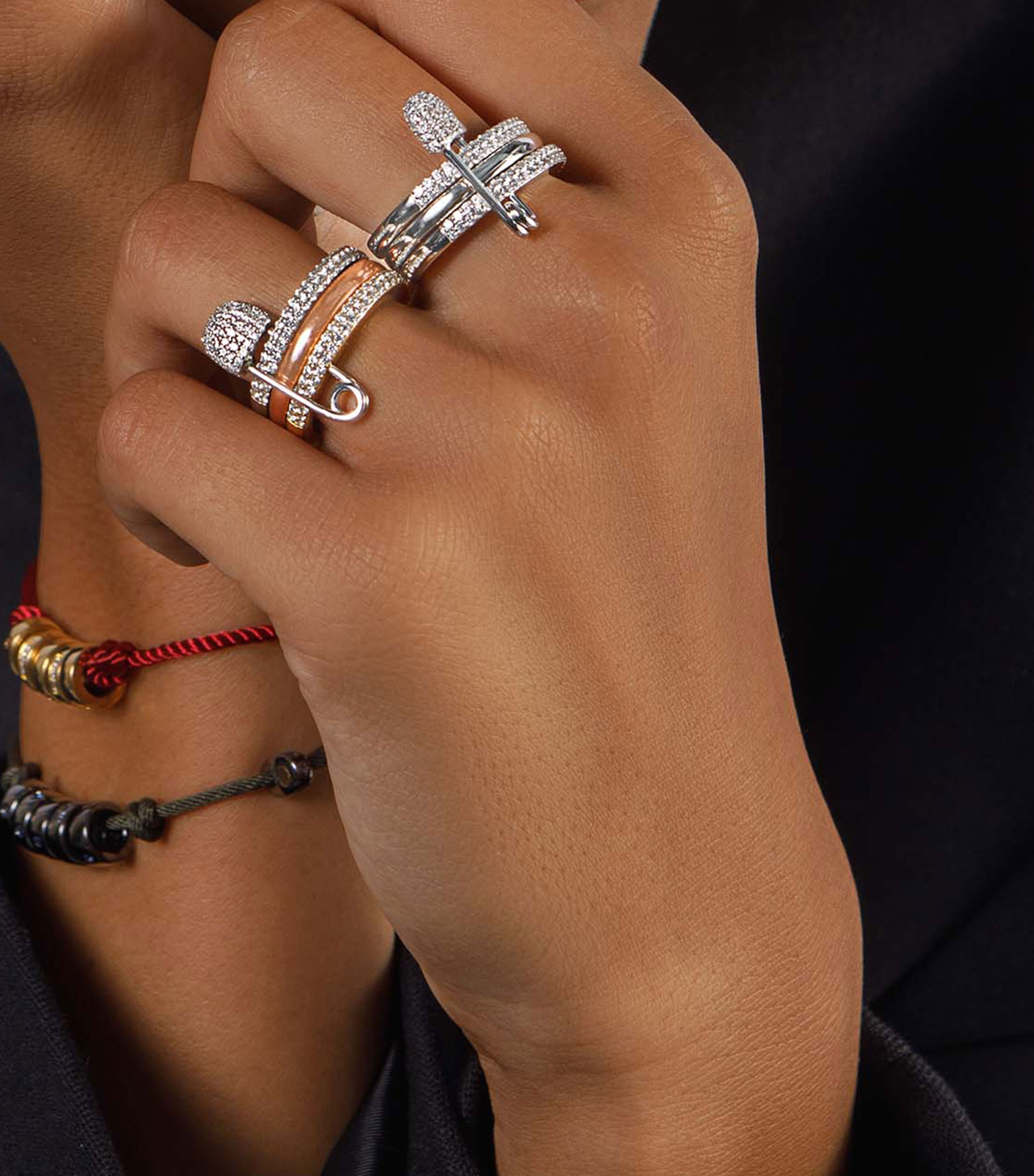 Anillo en plata .925 doble aro Mujer
