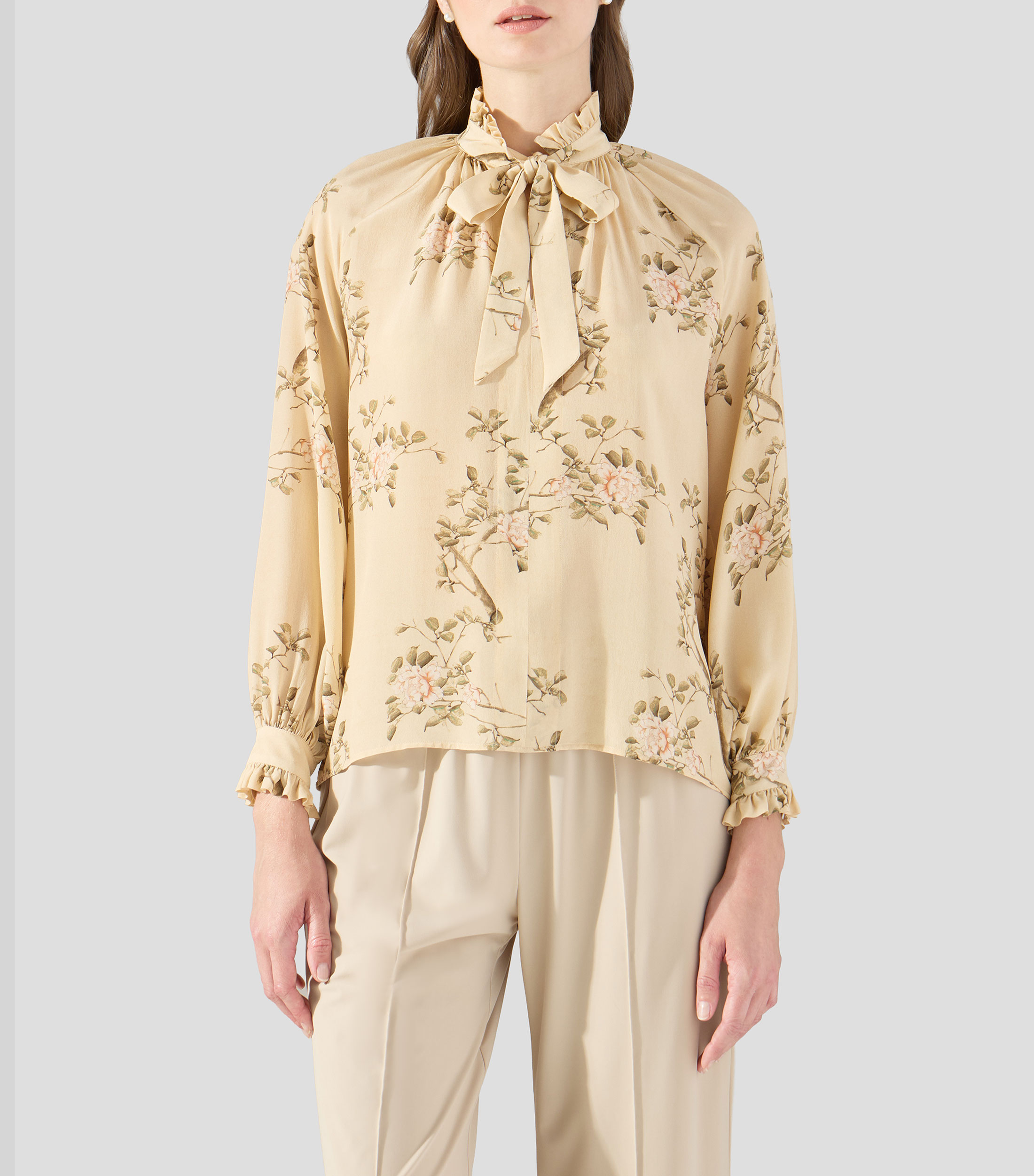 Blusa estampada con manga larga Mujer