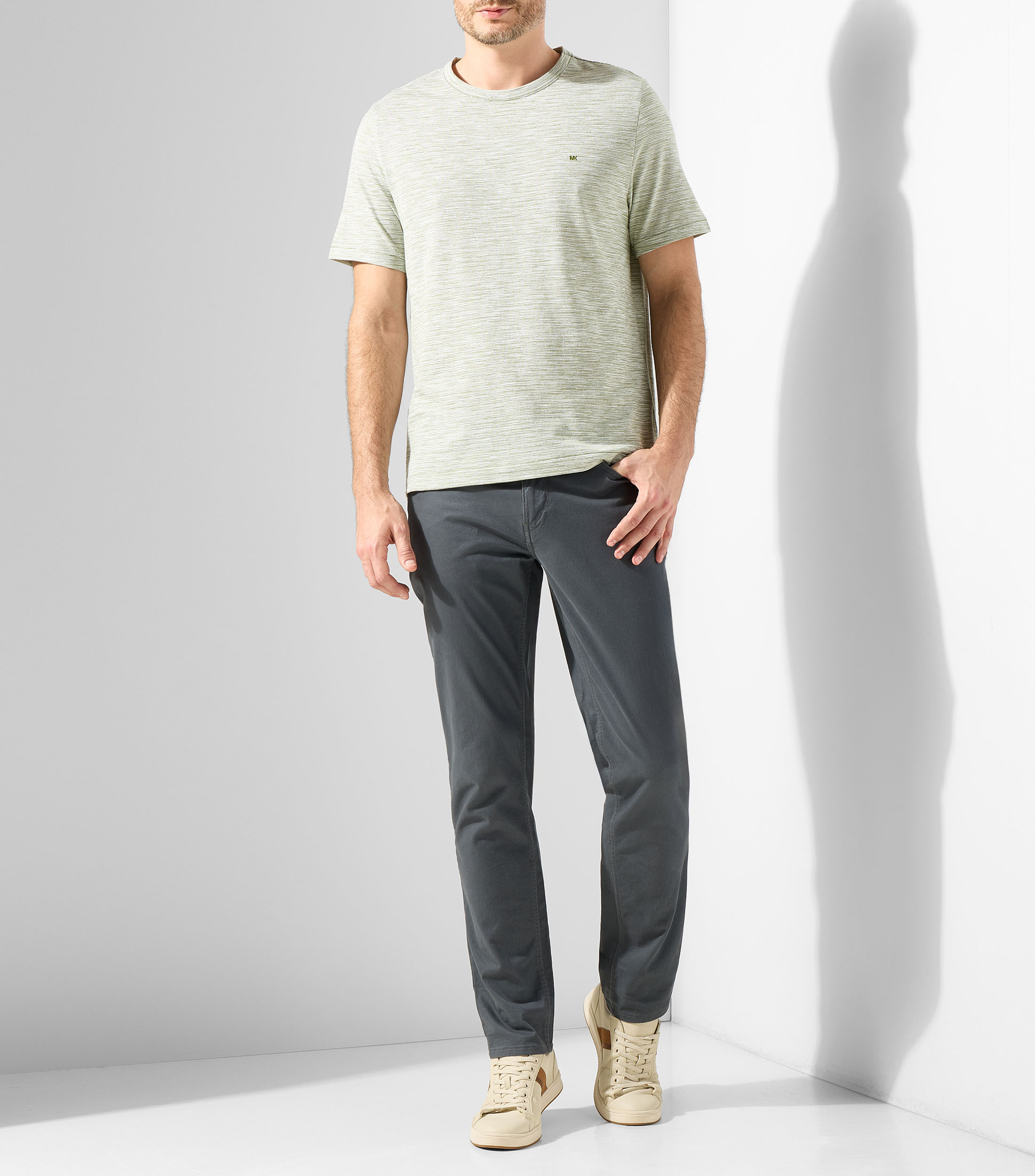 Playera cuello redondo manga corta jaspeada Hombre
