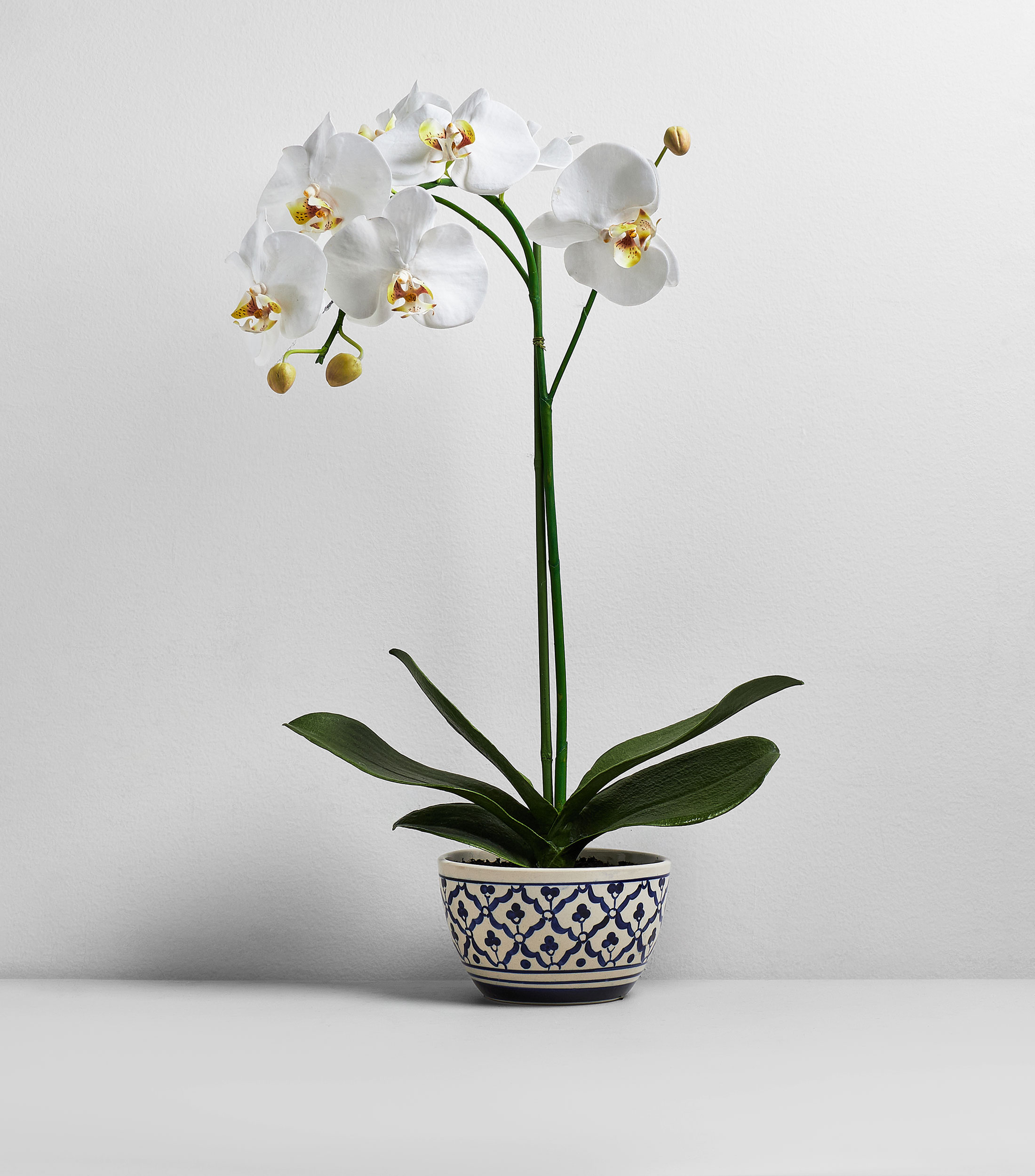 Orquídea decorativa en maceta, artificial
